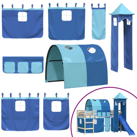Vidaxl gordijnen voor hoogslaper met tunnel en toren blauw