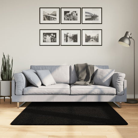 Dywan Vidaxx Huarte z krótkim włosiem, miękki, nadający się do prania, 120x120 cm, czarny