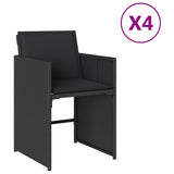 Vidaxl tuinstoelen 4 st met kussens poly rattan zwart