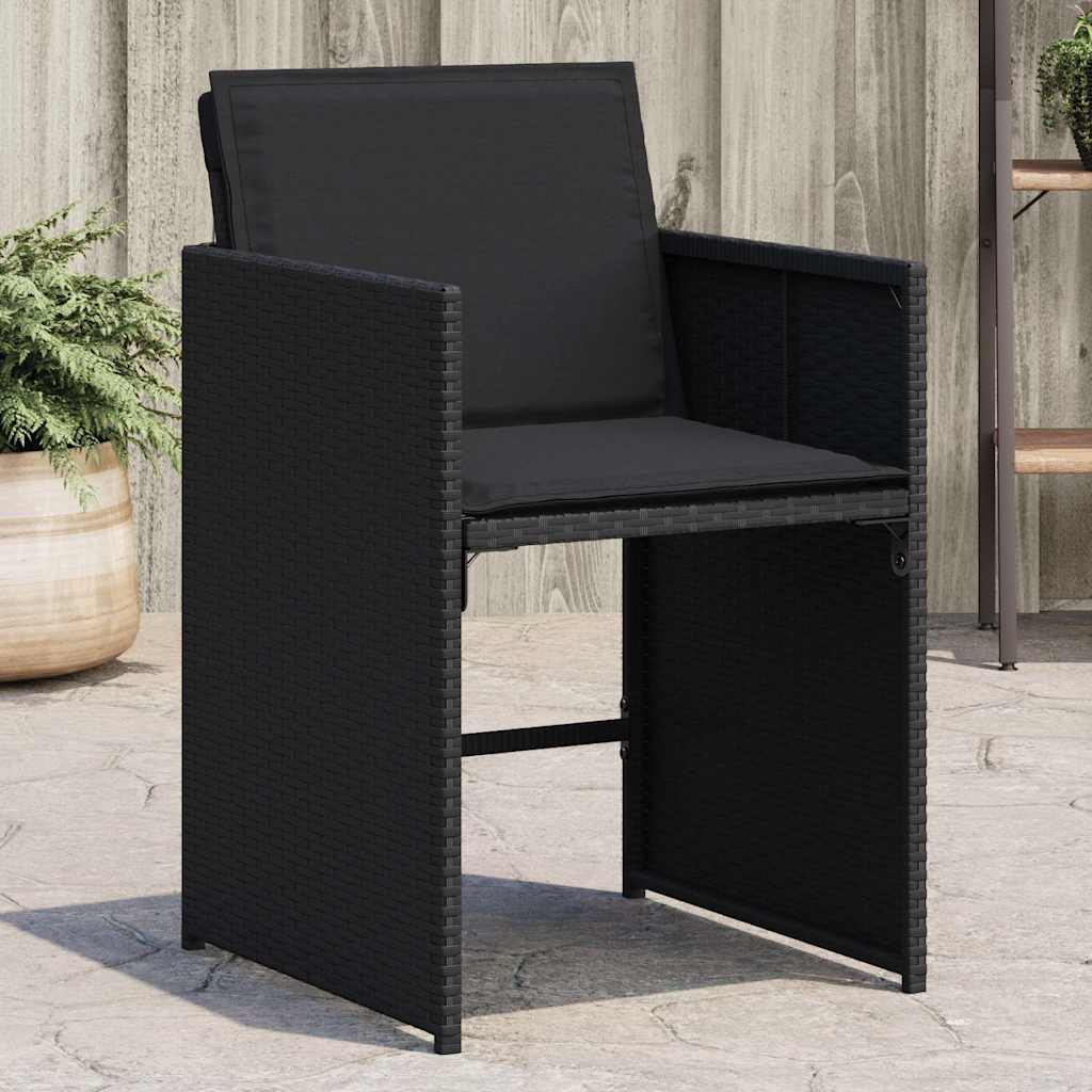 Vidaxl tuinstoelen 4 st met kussens poly rattan zwart