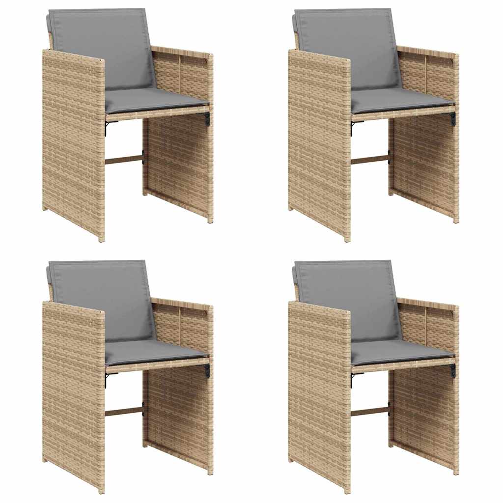 Vidaxl tuinstoelen 4 st met kussens poly rattan gemengd beige