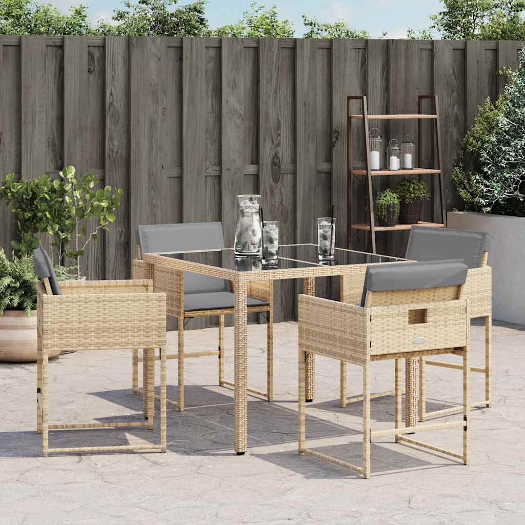 Vidaxl tuinstoelen 4 st met kussens poly rattan gemengd beige