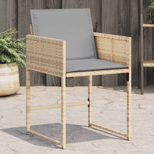 Vidaxl tuinstoelen 4 st met kussens poly rattan gemengd beige