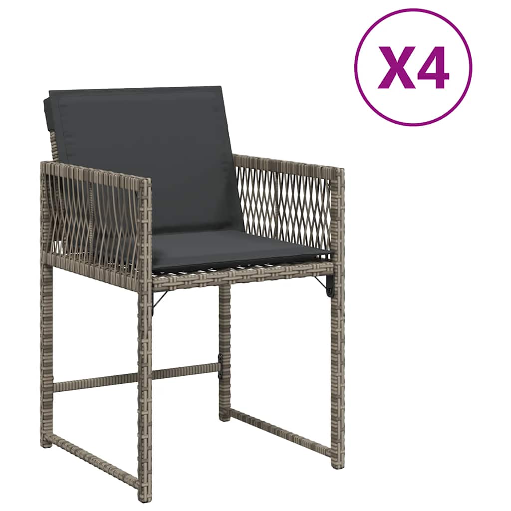 Vidaxl tuinstoelen 4 st met kussens poly rattan grijs