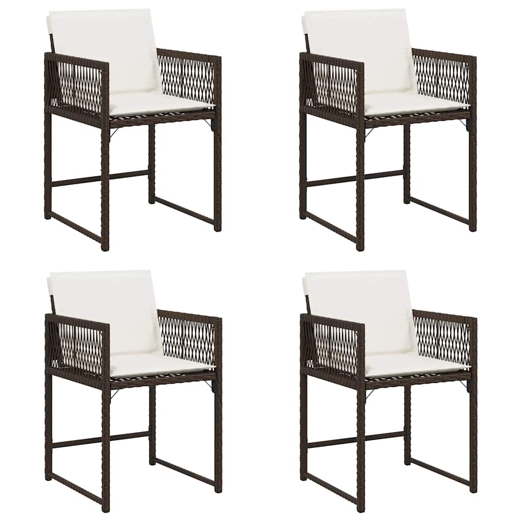Vidaxl tuinstoelen 4 st met kussens poly rattan bruin