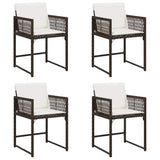 Vidaxl tuinstoelen 4 st met kussens poly rattan bruin