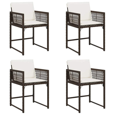 Vidaxl tuinstoelen 4 st met kussens poly rattan bruin
