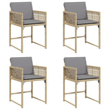 Vidaxl tuinstoelen 4 st met kussens poly rattan gemengd beige