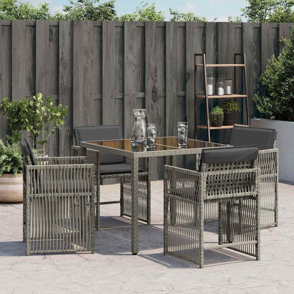Vidaxl tuinstoelen 4 st met kussens poly rattan grijs
