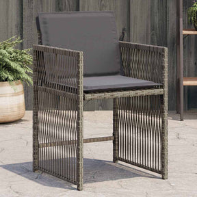 Vidaxl tuinstoelen 4 st met kussens poly rattan grijs