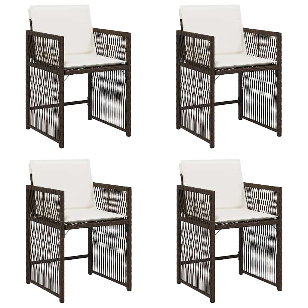 Vidaxl tuinstoelen 4 st met kussens poly rattan bruin