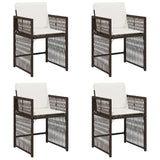 Vidaxl tuinstoelen 4 st met kussens poly rattan bruin