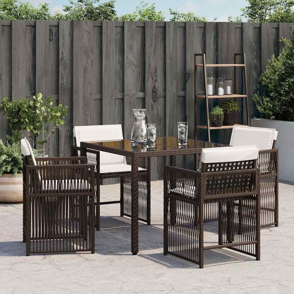 Vidaxl tuinstoelen 4 st met kussens poly rattan bruin