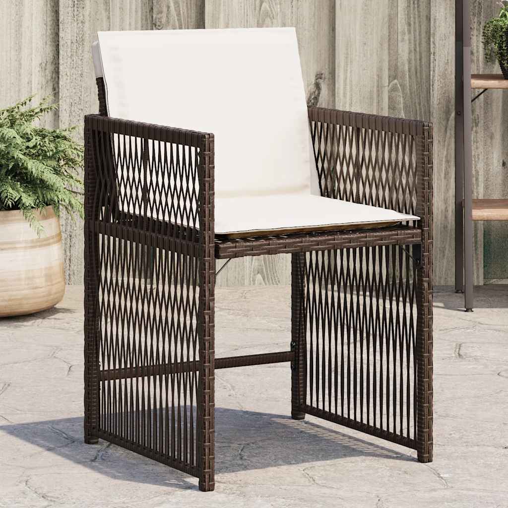 Vidaxl tuinstoelen 4 st met kussens poly rattan bruin