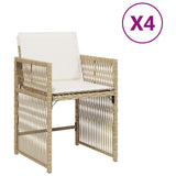 Vidaxl tuinstoelen 4 st met kussens poly rattan beige