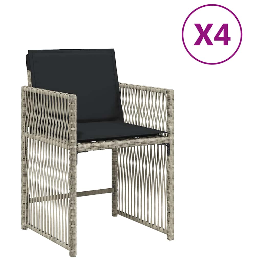 Vidaxl tuinstoelen 4 st met kussens poly rattan lichtgrijs