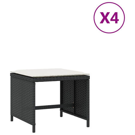 Vidaxl tuinkrukken 4 st met kussens 41x41x36 cm poly rattan zwart
