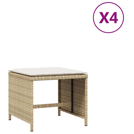 Vidaxl tuinkrukken 4 st met kussens 41x41x36 cm poly rattan beige
