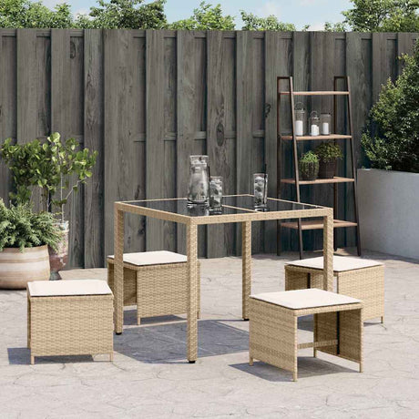 Vidaxl tuinkrukken 4 st met kussens 41x41x36 cm poly rattan beige