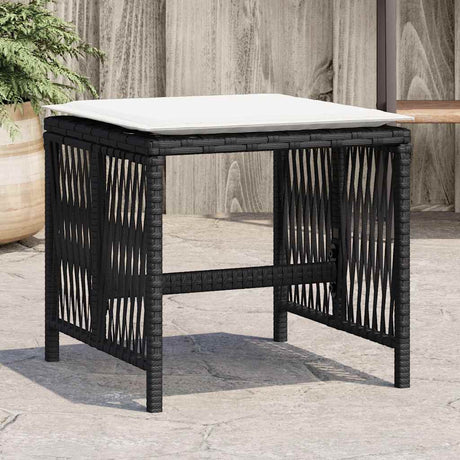 Vidaxl tuinkrukken 4 st met kussens 41x41x36 cm poly rattan zwart