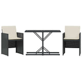 Vidaxl 3-delige bistroset met kussens poly rattan zwart