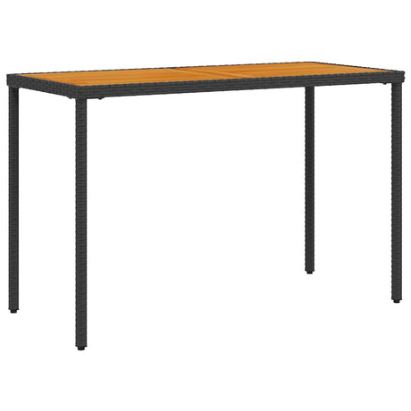 Vidaxl tuintafel met acaciahouten blad 115x54x74 cm poly rattan zwart