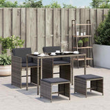Vidaxl 5-delige tuinset met kussens poly rattan grijs