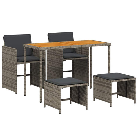 Vidaxl 5-delige tuinset met kussens poly rattan grijs
