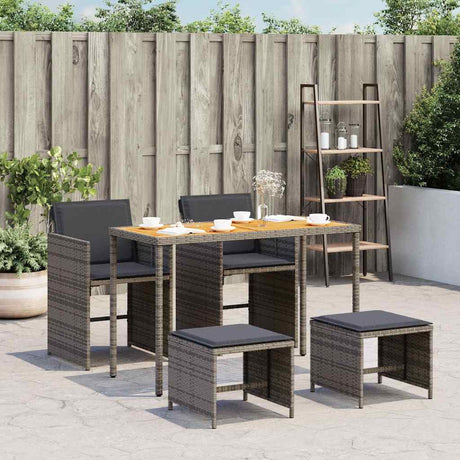Vidaxl 5-delige tuinset met kussens poly rattan grijs