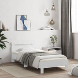 Vidaxl bedframe met hoofdbord bewerkt hout wit 100x200 cm