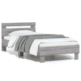 Vidaxl bedframe met hoofdeinde bewerkt hout grijs sonoma 90x200 cm