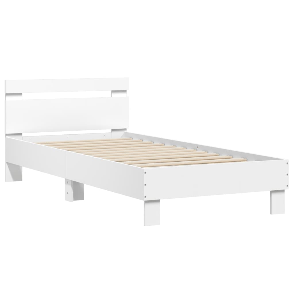 Vidaxl bedframe met hoofdeinde bewerkt hout wit 90x190 cm