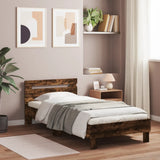 Vidaxl bedframe met hoofdbord bewerkt hout gerookt eiken 75x190 cm