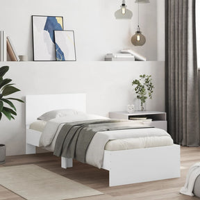 Vidaxl bedframe met hoofdeinde bewerkt hout wit 90x190 cm