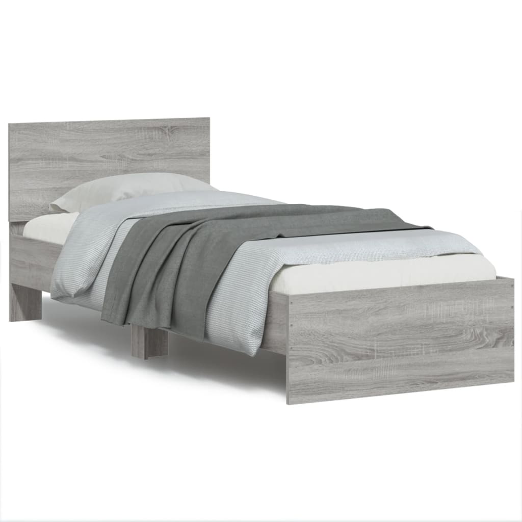 Vidaxl bedframe met hoofdeinde bewerkt hout grijs sonoma 90x190 cm