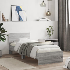Vidaxl bedframe met hoofdeinde bewerkt hout grijs sonoma 90x190 cm