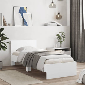 Vidaxl bedframe met hoofdbord bewerkt hout wit 75x190 cm
