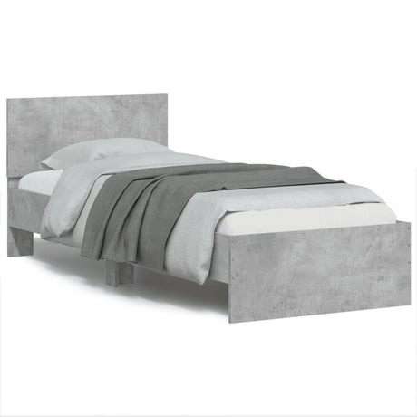 Vidaxl bedframe met hoofdbord bewerkt hout betongrijs 75x190 cm