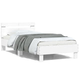 Vidaxl bedframe met hoofdbord en led-verlichting wit 100x200 cm