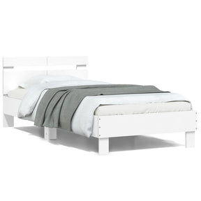 Vidaxl bedframe met hoofdbord en led-verlichting wit 100x200 cm