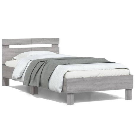 Vidaxl bedframe met hoofdbord en led grijs sonoma eiken 100x200 cm