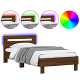 Vidaxl bedframe met hoofdbord en led bruin eikenkleur 100x200 cm