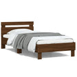 Vidaxl bedframe met hoofdbord en led bruin eikenkleur 100x200 cm