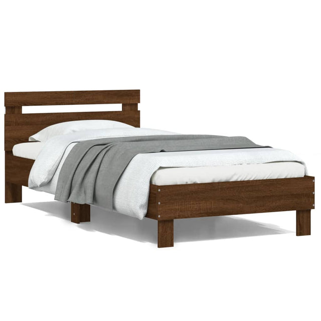 Vidaxl bedframe met hoofdbord en led bruin eikenkleur 100x200 cm