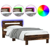 Vidaxl bedframe met hoofdbord en led gerookt eikenkleurig 75x190 cm