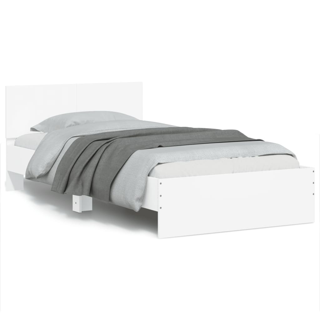 Vidaxl bedframe met hoofdbord en led-verlichting wit 100x200 cm