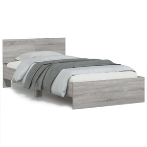Vidaxl bedframe met hoofdbord en led grijs sonoma eiken 100x200 cm