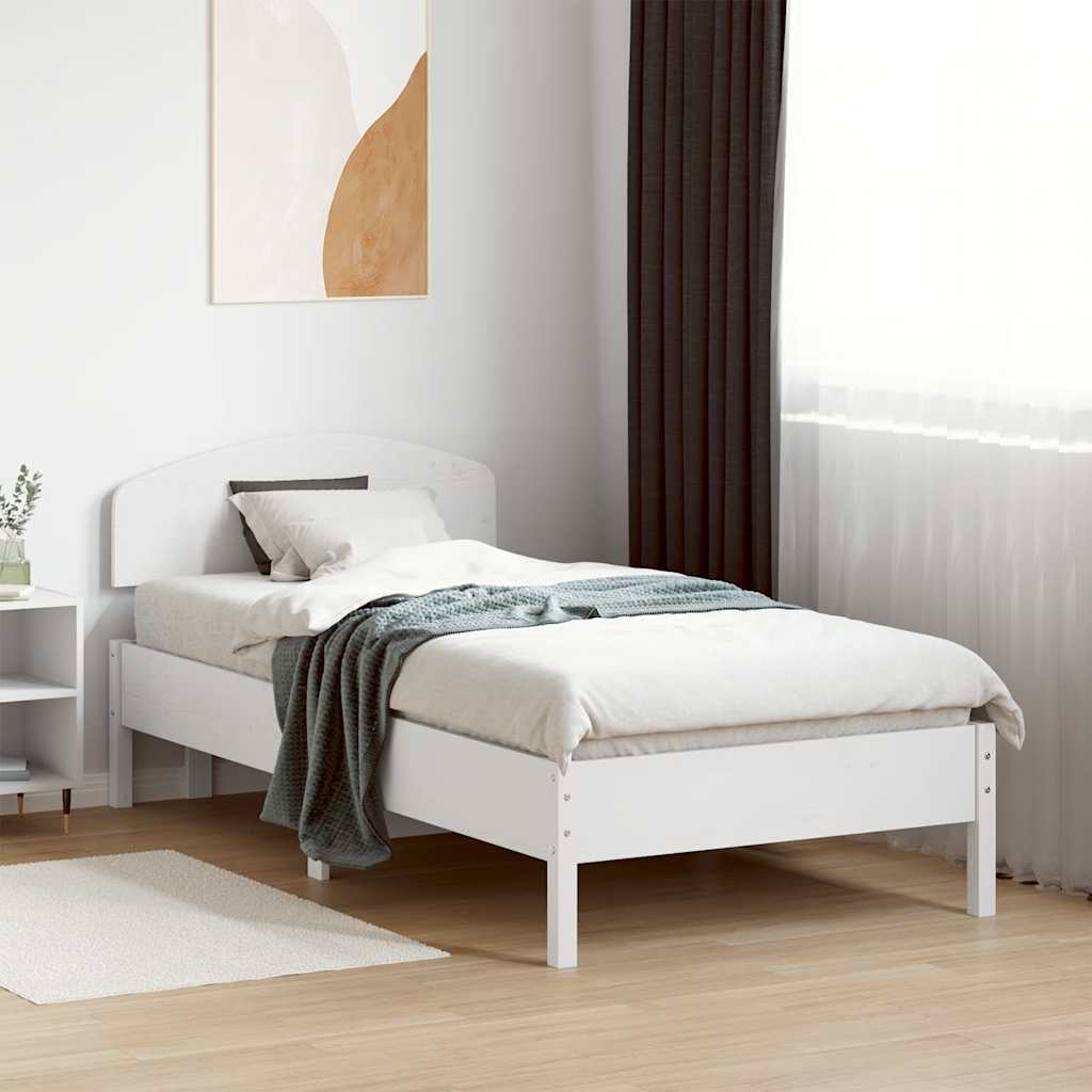 Vidaxl bedframe zonder matras massief grenenhout wit 75x190 cm