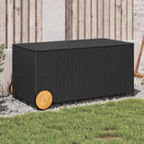 Vidaxl tuinbox met wielen 190 l poly rattan zwart