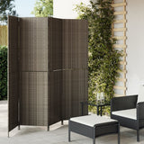Vidaxl kamerscherm 4 panelen poly rattan grijs